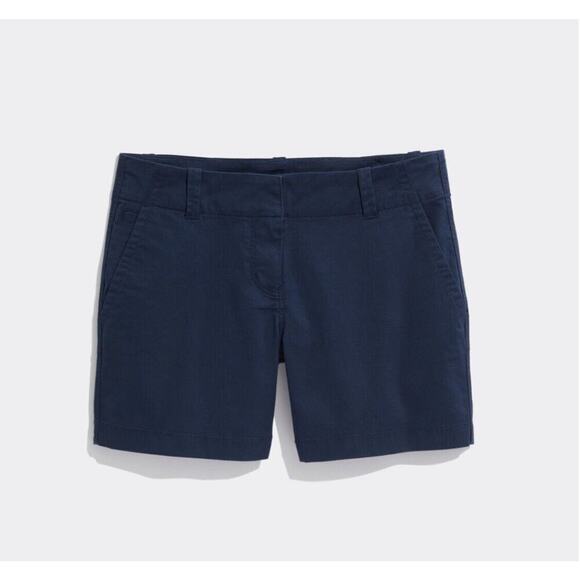 VINEYARD VINES 5" Every Day Shorts Women 24 Navy Blue Flat Front Khaki NWT - Picture 1 of 8